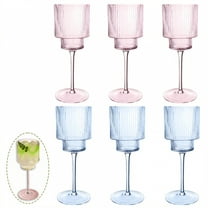 ACDANC 6Pcs Cocktail Glasses 12 oz Grooved Vertical Embellishment Acrylic Plastic Wine Glasses Martini Glasses for Parties Wedding Decoration Gathering Mix1
