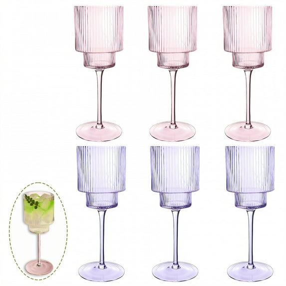 ACDANC 6Pcs Cocktail Glasses 12 oz Mouth-Friendly Structure Champagne Flutes Plastic Acrylic Plastic Cocktail Glasses for Family Bar Party Night Events Mix2
