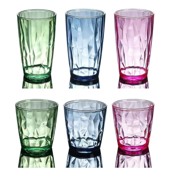 ACDANC 6Pcs Glasses Drinking Set Bpa Free Material Water Glasses Vibrant Color Design Juice Glasses,Style1