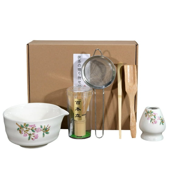 ACDANC 6Pcs Matcha Whisk Set,Tea Set Matcha Tea Set,Functional Craft Matcha Bowl and Whisk Set,White