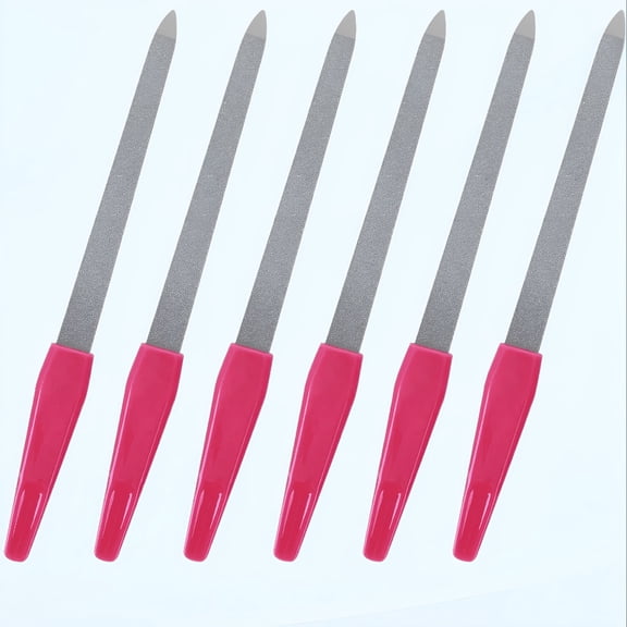 ACDANC 6Pcs Sword Nail File, Stainless Steel Metal Nail Files with Non-Slip Handle Double Sided Sapphire File Manicure Pedicure Finger & Toe Nail Care for Women and Men