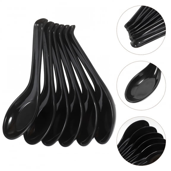 ACDANC 6pcs Soup Spoon Chinese Japanese Spoons for Ramen Pho Wonton Deep Oval Hook for Pho Ramen Noodles (Frosted Surface Hook Style)