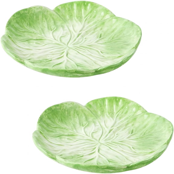 ACDANC 7.5 Inches Cabbage Series Cartoon Ceramic Dinner Plate(Set of 2)-Pink/Green