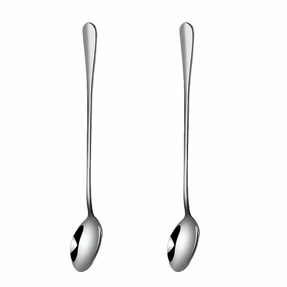 ACDANC 7.7-Inch Long Handle Ice Tea Spoons, Stainless Steel Ice Cream Spoon, Long Spoons for Stirring, Cocktail, Dessert, Coffee, Sundae, Shakes 2Pcs Teaspoon