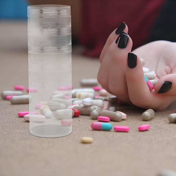 ACDANC 7 Day Organizer 2pcs 7 Day Pill Organizer Tower Weekly Stackable Storage (4.33X1.5X1.5Inches)