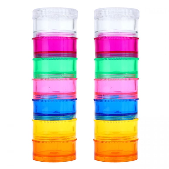 ACDANC 7 Days Stackable Pill Organizers 7 Compartments Round Pill Boxes Tower Weekly Vitamin Individual Storage Containers Travel Cases with Lids for Medications,Vitamins and Supplements (2 Sets)
