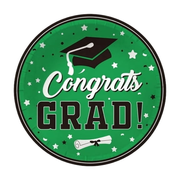 ACDANC 7 Inch Paper Plates, Green Disposable Plates, Graduation Party Decorations, Graduation Party Supplies, Star Dotted Print, Green Finish, 10 Pc