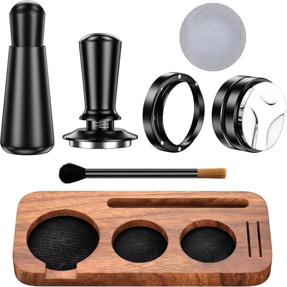 ACDANC 7 Pack Espresso Accessories Kit,54mm Espresso Tool Kit Espresso Tamping Station Coffee Distributor Tamper WDT Tool | Dosing Funnel | Espresso Puck Screen | Christmas Gift for Espresso Lovers