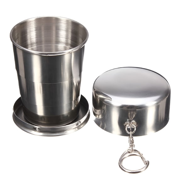 ACDANC 75ml/150ml/250ml Portable Retractable Cup Stainless Folding Cup Collapsible Outdoor Camping Mug Water Drinking Cup 250ml