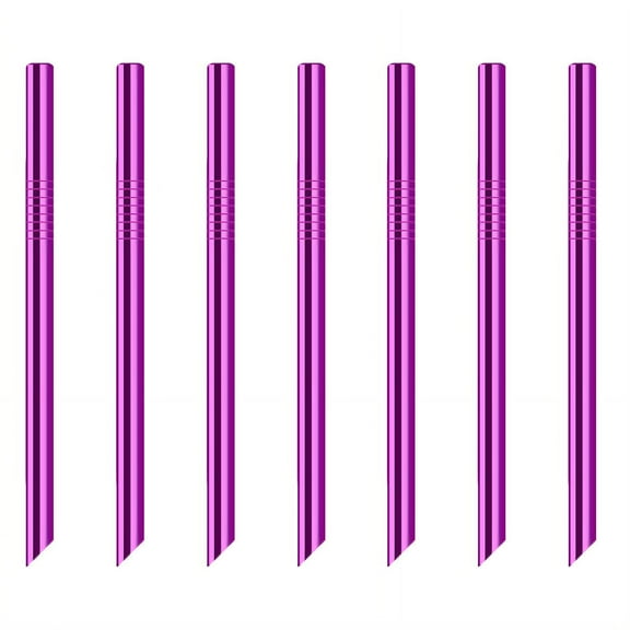 ACDANC 7Pcs Reusable Straws Perfect for Bubble Tea Metal Straws Reusable Acid and Alkali Resistant Reusable Straws Travel Purple