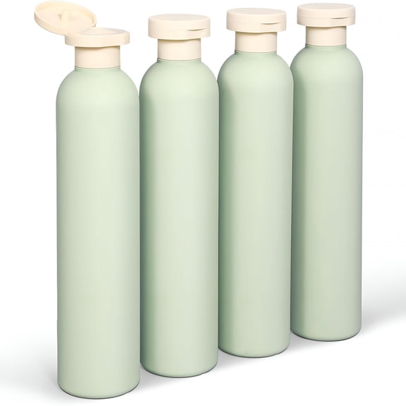 ACDANC 8.8Oz Large Travel Bottles for Toiletries,Leak Proof Plastic Travel Squeeze Bottles Refillable Toiletry Containers with Flip Caps and Labels for Shampoo Conditioner Body Wash (Green,4 Pcs)