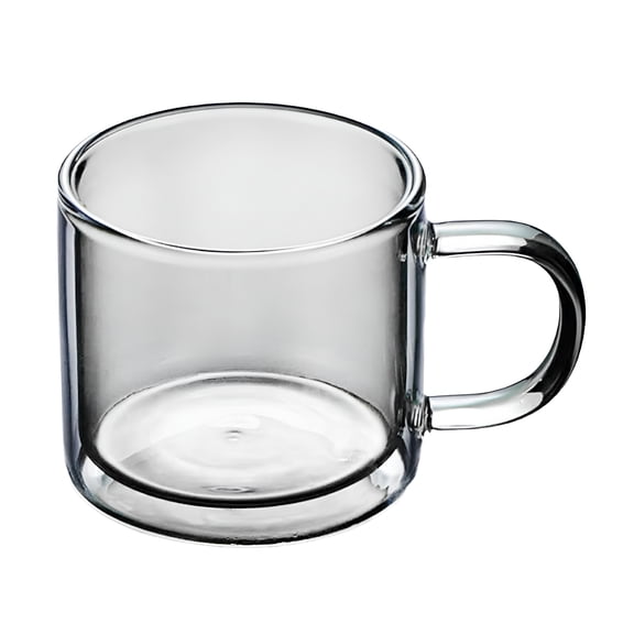 ACDANC 8 Glass Coffee Mugs Glasses - Insulated Glassware with Large Espresso Latte Cappuccino - Gray