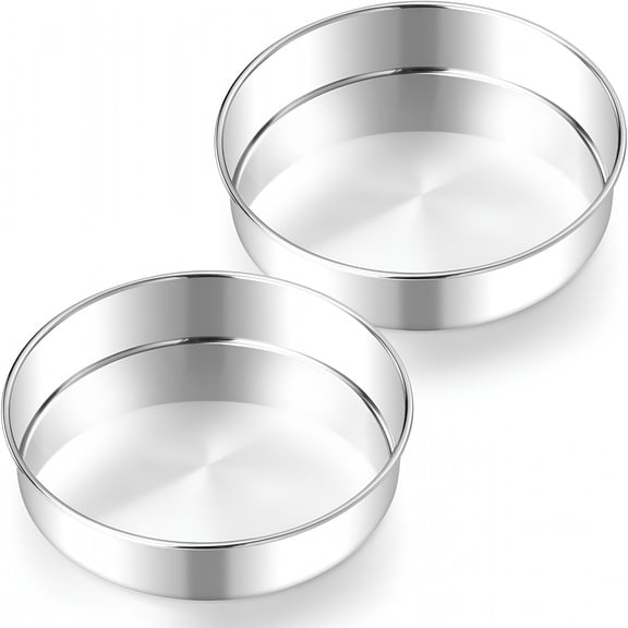 ACDANC 8 Inch Cake Pan Set of 2,Stainless Steel Round Baking Pans Tins Mold Non Toxic & Leak Proof for Birthday Wedding Layer Tiered Cake,Easy Clean & Dishwasher Safe