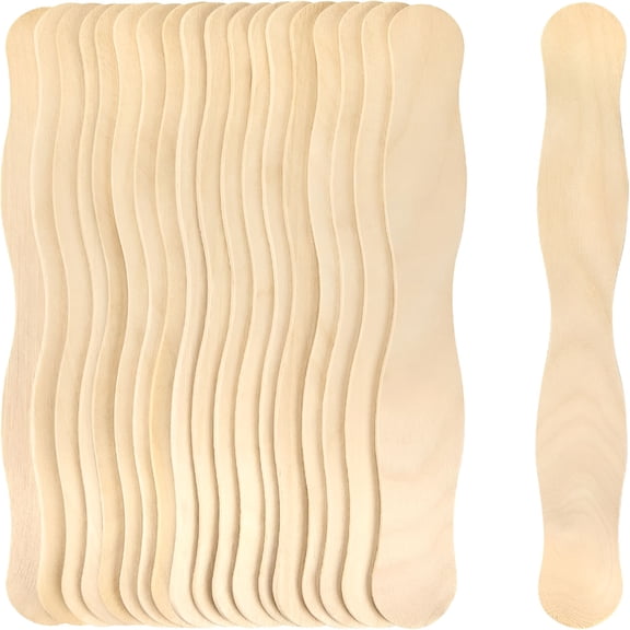 ACDANC 8 Inch Craft Sticks,20 Pack Wood Wavy Sticks,Fan Handles,Large Popsicle Sticks for Crafts,Wedding Programs,Diy Crafting,Painting Mixing