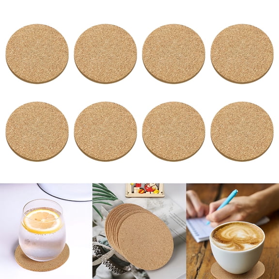 ACDANC 8 Pcs Natural Cork Coasters, 3.94 Inch Round Drink Mats, Absorbent and Heat Resistant Wood Cup Protectors for Coffee, Wine, Home, Office, and Bar Tabletop Decor