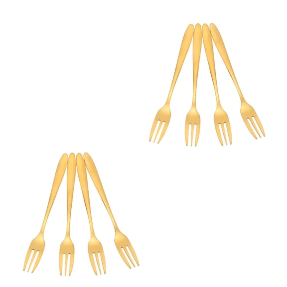 ACDANC 8 Pcs Stainless Steel Salad Forks Dessert Fork Small Fruit Forks Appetizer Picks for Home Kitchen Restaurant Silverware Set Golden