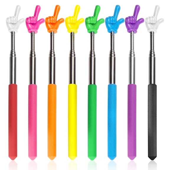 ACDANC 8 Pcs Teacher Pointer Stick for Classroom, Extendable Pointer Finger, Telescoping Hand Pointer, Retractable Pointing Stick Reading Aid for Presentation Whiteboard School Supplies