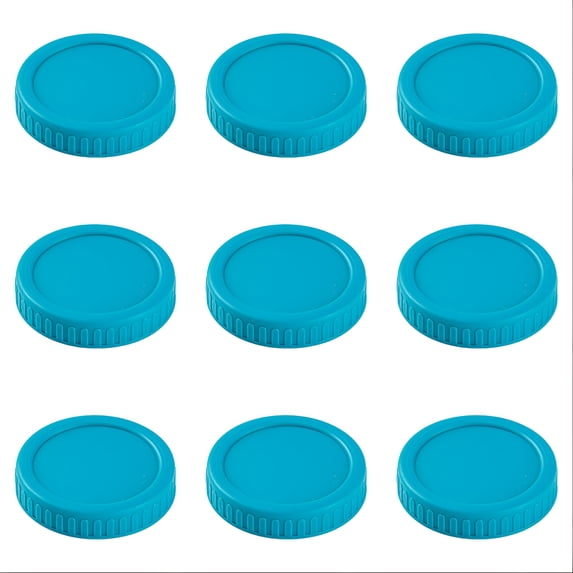 ACDANC 86Mm Wide Mouth Plastic Mason Jar Lids,9Pcs Plastic Storage Caps with Sealing Rings for Canning Jars Lids for Mason Jars Wide Mouth