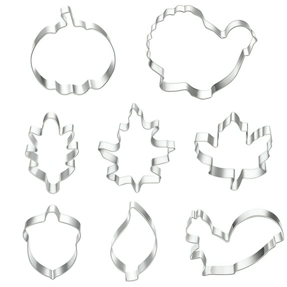 ACDANC 8PCS Large Fall Thanksgiving Cookie Cutters Set - Holiday Cookie Cutter Shapes for Baking-Squirrel,Maple Leaf,Oak Leaf,Acorn,Fall Stainless Steel Molds for Holiday Party Decorations