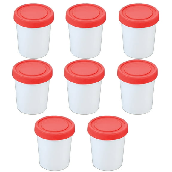 ACDANC 8Pcs Ice Cream Containers,Silicone Lid Sealing Quart Containers with Lids,Quick Frozen Fresh-Keeping Box Freezer Storage Containers,Red,Plastic