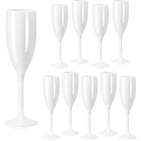 ACDANC 8pcs Champagne Flute Acrylic Champagne Glasses Wedding Toasting Champagne Flute Goblet Plastic Reusable Unbreakable Champagne Cups for Bachelorette Wedding Bridal Shower Party (White)