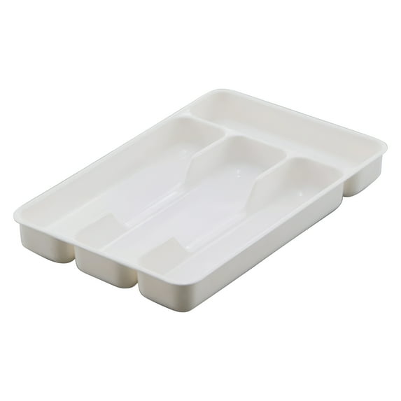 ACDANC 9.5X6X1.4 Inch Silverware Organizer Holder Kitchen Drawer Organizer Silverware Tray for Drawer Flatware Organizer 4 Compartment White