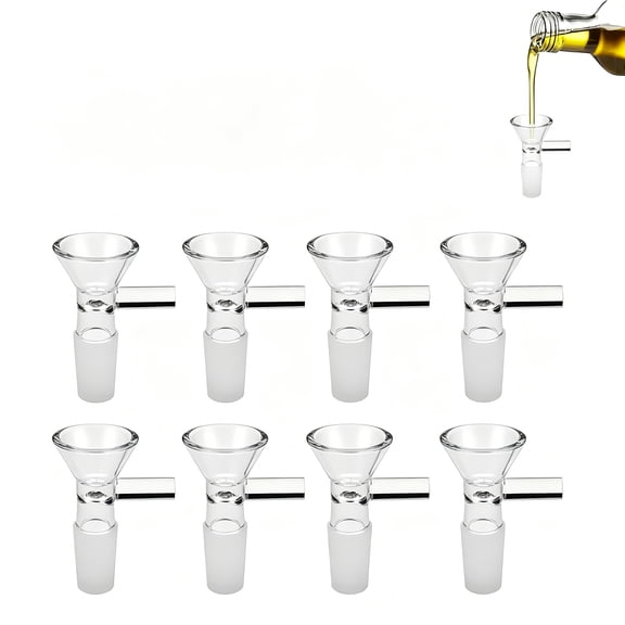 ACDANC 9 Glass Funnels - 14Mm with Handle,Multipurpose Clear Glass Funnel for Lab & Bottles