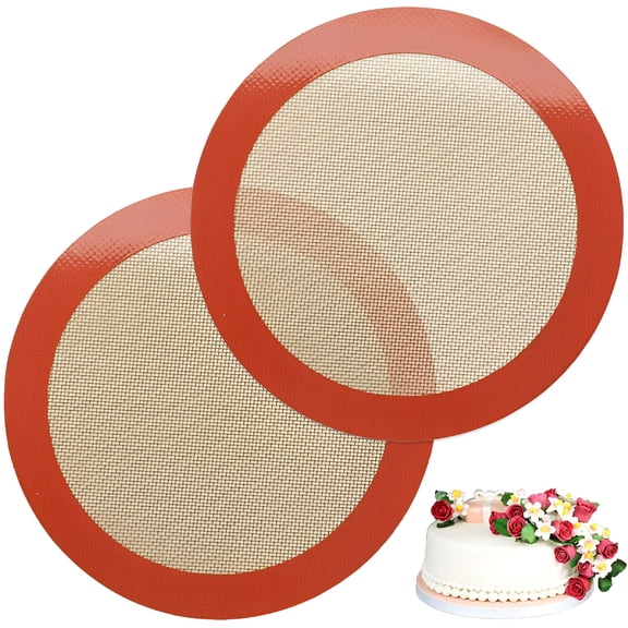 ACDANC 9 Inch Round Silicone Baking Mats (2 Pack), Non-Stick Reusable Cake Pan Liners for Bread, Pizza, Macaron, Pastry, and Cookies