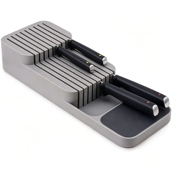 ACDANC 9 Slot Knife Block-Drawer Store Kitchen Drawer Organizer Tray for Cutlery and Knives,2-Tier Holds 9 Knives (Knife Not Included),utensil organizer for kitchen drawers,Grey