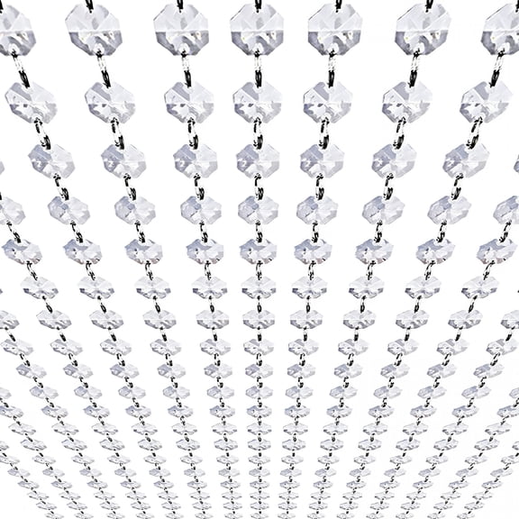 ACDANC 99Ft Acrylic Crystal Garland Strands-Hanging Chandelier Gem Bead Chain-14Mm Clear Octagon Prism Diamond String Decorations for Wedding Party Christmas Tree