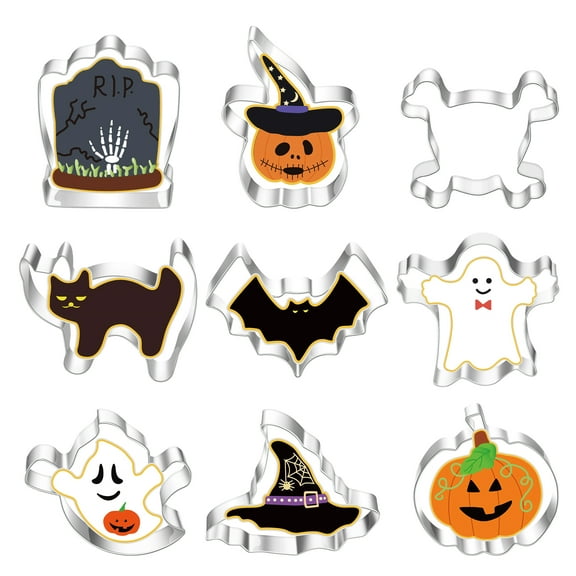 ACDANC 9Pcs Halloween Cookie Cutters,430 Stainless Steel Cookie Cutters,Halloween Halloween Cookie Cutters,Mix5