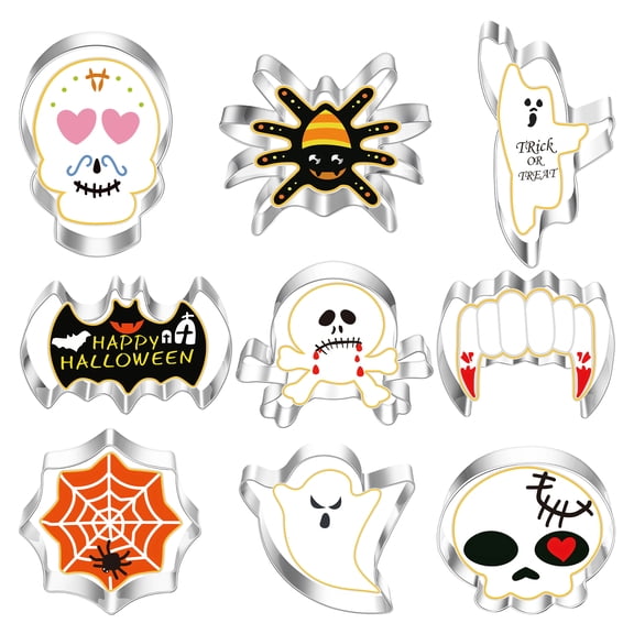 ACDANC 9Pcs Halloween Cookie Cutters,430 Stainless Steel Cookie Stamps,Halloween Ghost Cookie Cutter,Mix2