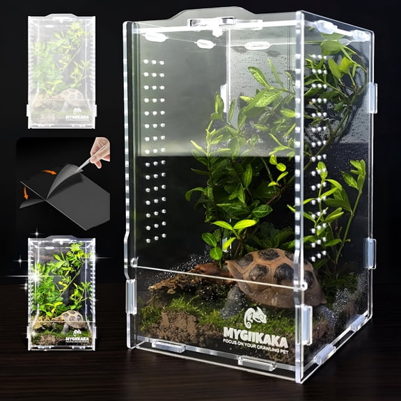 ACDANC Acrylic Insect Terrarium, 360-Degree Clear Jumping Spider Habitat, Bug Enclosure with Ventilation, Small Reptile Frog Praying Mantis Tank, Easy Assembly