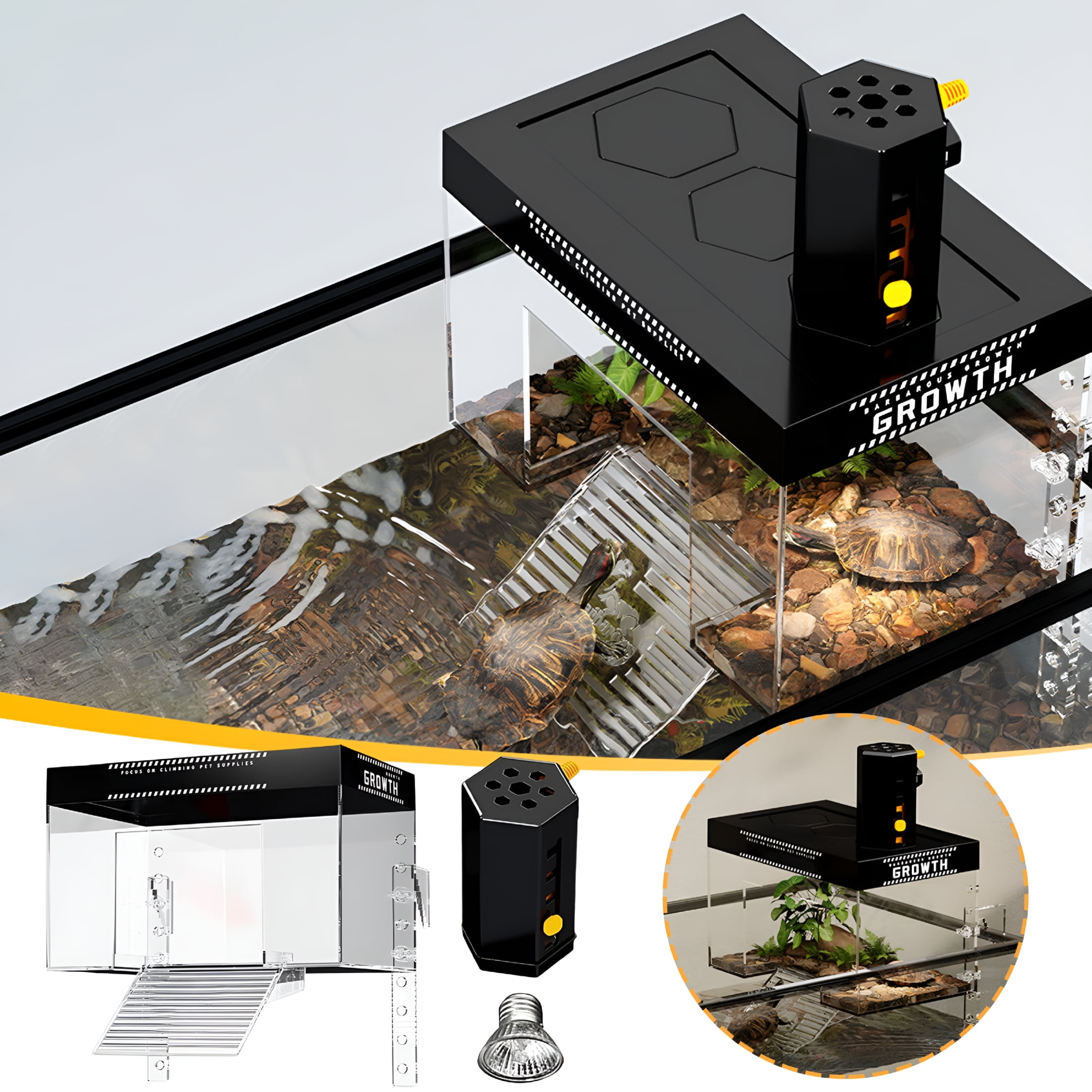 ACDANC Large Acrylic Turtle Platform, Terrarium Accessories for Reptiles, Sunbathing Platform for Turtles, Aquarium Platform for Amphibians, Durable