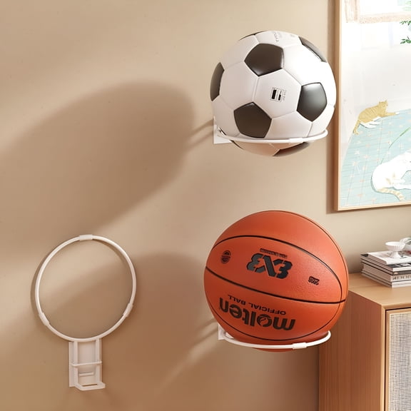ACDANC Adhesive Ball Holder Wall Mount Basketball Soccer Holder Wall Ball Storage Display Rack