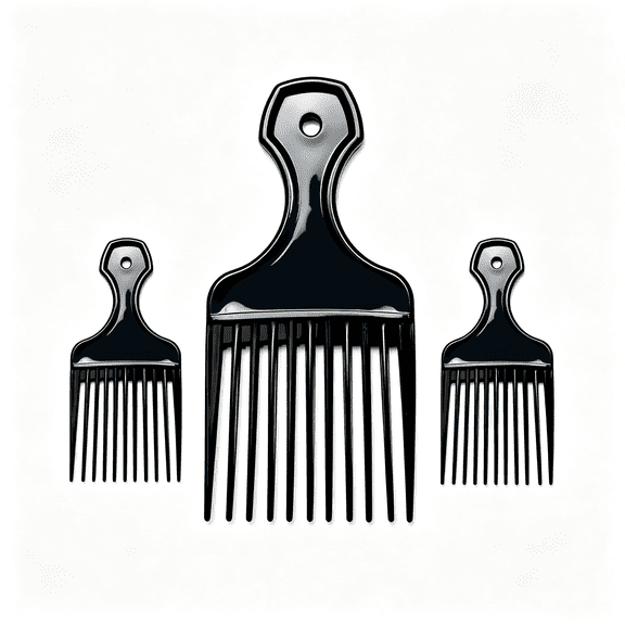 ACDANC Afro Pick Hair Comb Set,3 Pack 6" Wide Tooth Lift Comb for Curly,Coily&Natural Hair,Plastic Detangling Pick for Volume,Styling,Wig,Beard,Thick Hair (Black_A)