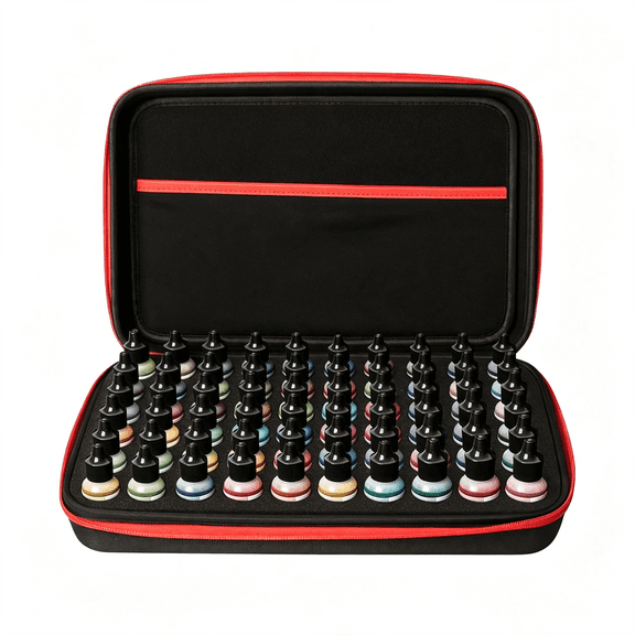 ACDANC Alcohol Ink Storage Carrying Case Holds 60 Bottles Drawing Inks | Miniature Paint Organizer for Ink and Paints with Foam Bases and Inner Storage Pocket (Ink Not Included)