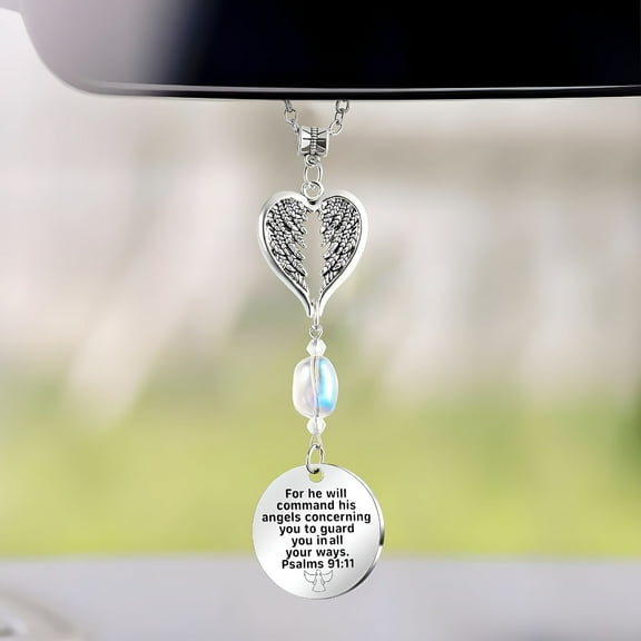 ACDANC Angel Car Charms Rear View Mirror Accessories Christian Car Jewelry, Guardian Angel Hanging Ornament, Bible Religious Gifts, Rear View Mirror Accessories for Women Teen Girls Friends