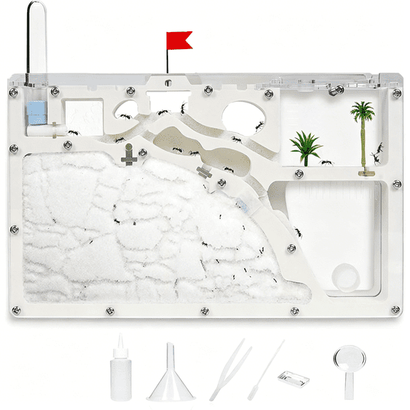 ACDANC Ant Farm Castle - Large Viewing Area - Care for Live Ants - Ant Colony Observation Kits with Sand Habitat - Educational Science Gifts for Boys, Girls - Ant Farms for Kids, Adults