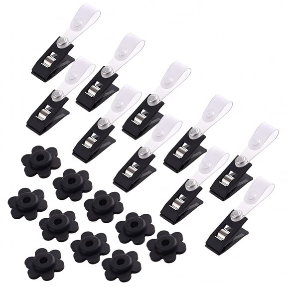 ACDANC Anti-Wind Garden Flag Clips, Rubber Flag Stoppers and Holders for Outdoor Yard Banner Stand, Black