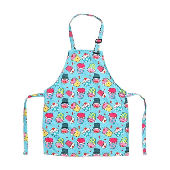 ACDANC Apron,Simple & Convenient Kids Apron,Quality Craftsmanship Kitchen Apron,Canvas with Blue Background Cupcake Pattern