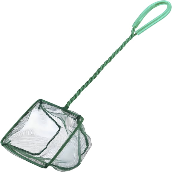 ACDANC Aquarium Fish Net with Braided Metal Handle, Square Net with Soft Fine Mesh for Skimming Food Residue and Wastes, Cleaning Net for Fish Tanks, Small Koi Ponds and Pools