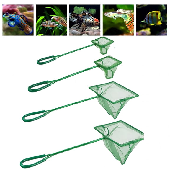 ACDANC Aquarium Fish Net Fine Quick Catch Mesh Nylon Fishing Nets for Fish Tank Green Mesh Nets Scoop with Plastic Handle-6Inch