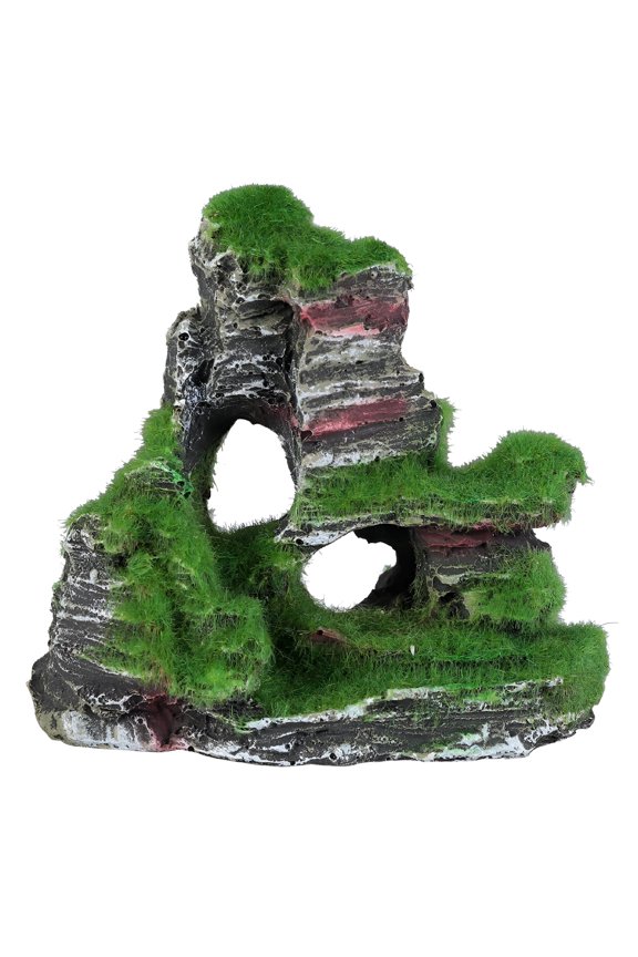 Aquarium Fish Tank Landscape Decoration Moss Rockery Resin Craft Aquarium Mountain Shelter (Assorted Color, Random Pattern)
