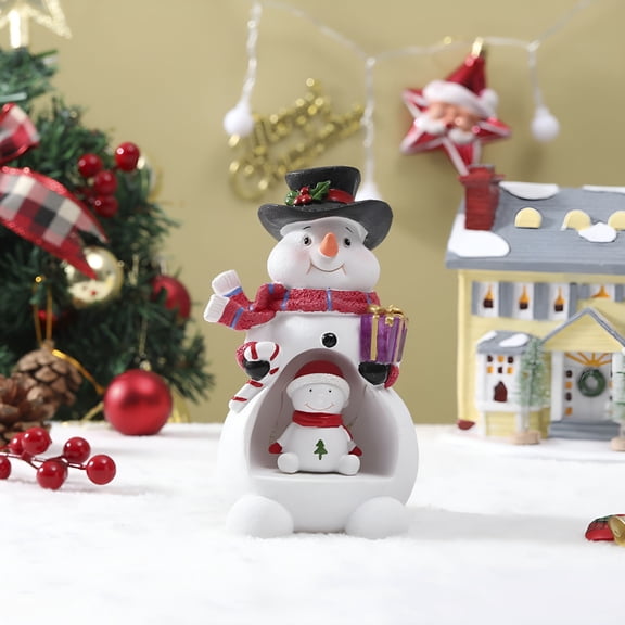 ACDANC Artificial Resin Christmas Tree with Led Lights White Snowman Christmas Tree Decorations Exquisite Christmas Decorations for Kids Party Home Decor 6.7 Inch