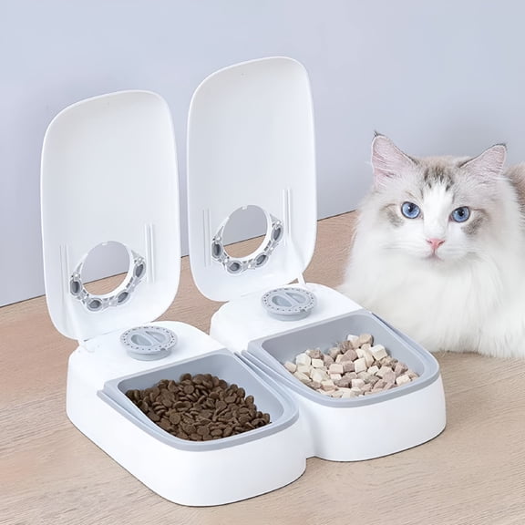 ACDANC Automatic Cat Feeder, Pet Feeder with Timer, Timed and Portion Control for Dry or Semi-Moist Food, Food Dispenser for Cat and Dog, 48-Hour Timed