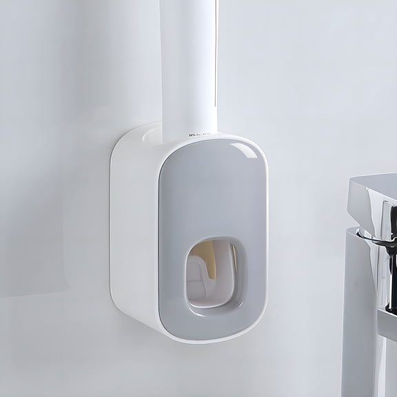 ACDANC Automatic Plastic Toothpaste Dispenser Wall Mounted in Grey for Kids and Adults