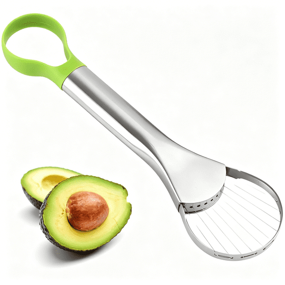 ACDANC Avocado Slicer Tool, 3-In-1 Stainless Steel Avocado Cutter, Pitter & Peeler, Multi-Function Avocado Tool for Slicing, Scooping, and Pit Removal, Kitchen Gadget with Green Plastic Handle