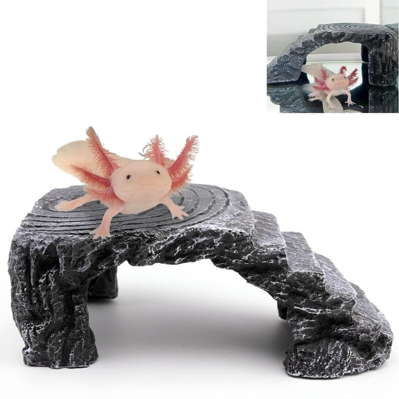 ACDANC Axolotl Cave Hides for Aquarium & Terrarium, Shelter for Pleco, Crabs, Fish, Turtles, Betta, Geckos, Frog, Resin Tank Decor