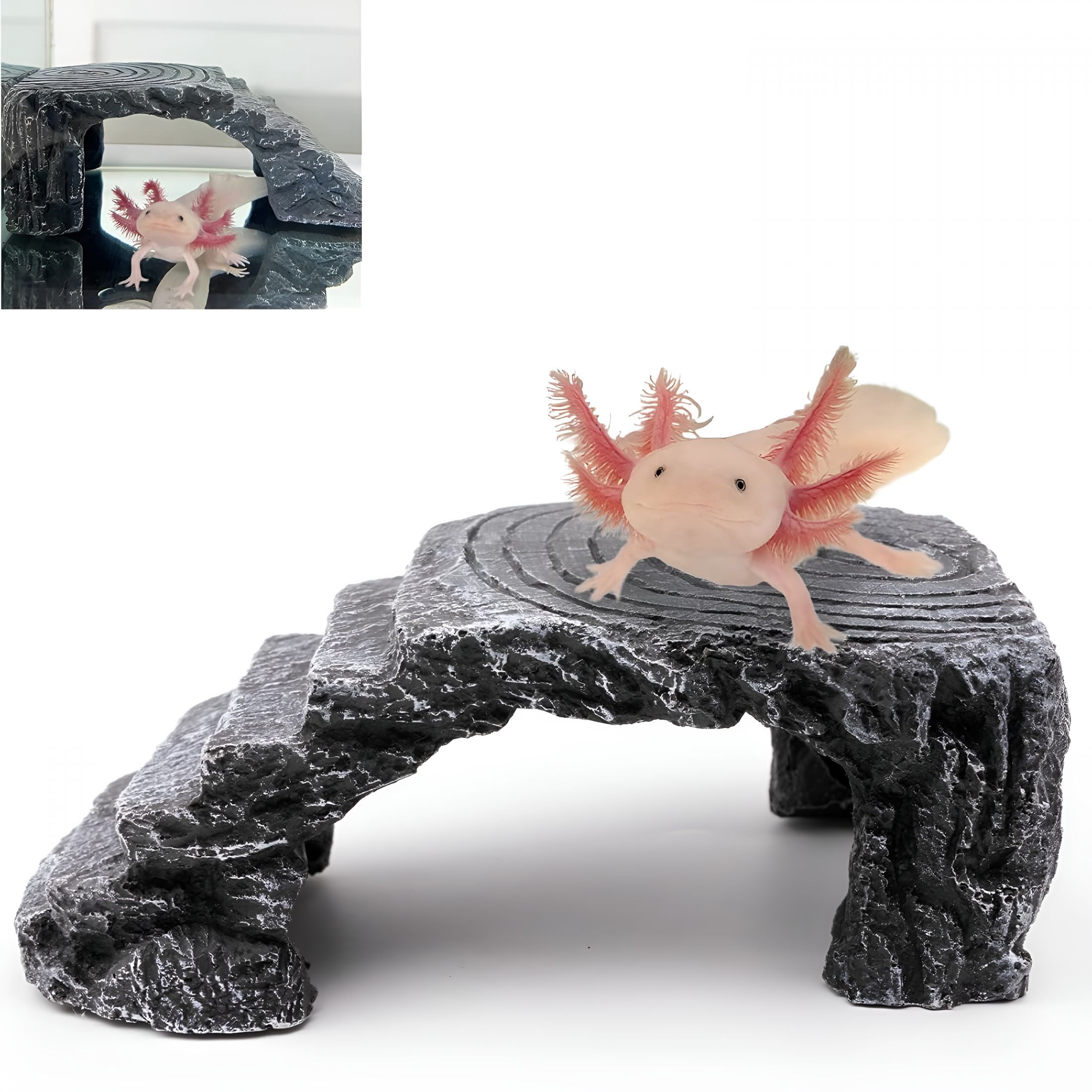 ACDANC Axolotl Cave Hides for Aquarium & Terrarium, Shelter for Pleco, Crabs, Fish, Turtles, Betta, Geckos, Frog, Resin Tank Decor